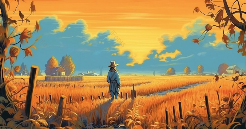 站在金色夕阳下的人物插画背景,插画/手绘图,插画/手绘图库,插画/手绘图下载,插画/手绘